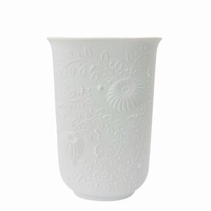 Kaiser W Germany Vase Bisque Porcelain 7" Embossed Onion Flower Vine Vintage